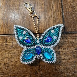 Green and Silver Butterfly Keychain
